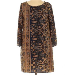 Gi Biu Women's 3/4 Sleeves Sheath Knee Length Long Sleeve Dress Navy w/Yellow-L